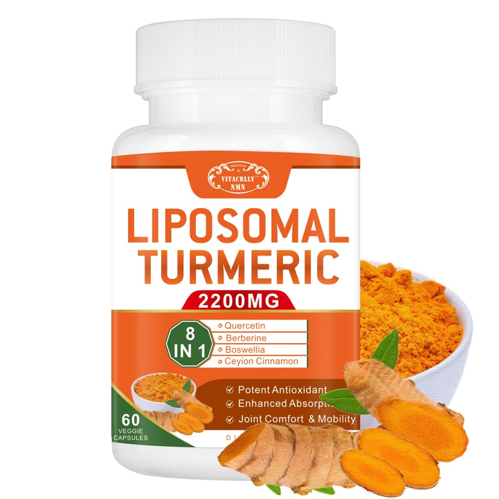 2200mg Liposomal curcumina curcuma curcuma supplemento con pepe nero & Ginger Enhanced Absorption - 95% Curcumina estratto per il supporto misto 60 capsule