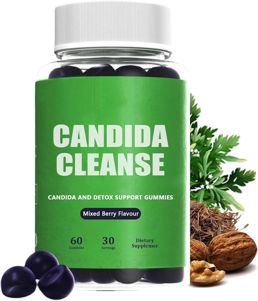 Candida Cleanse, Candida und Detox unterstützen Gummis, 10-in-1 Advanced Formula mit Black Walnut, PAU D'Arco & Wormwood, Non-GMO 60 Gummis