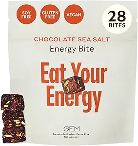 GEM Energy Caffeinated Bite, 40mg Caffeine, Ginseng Root, L-Theanine, Holistic Sustained Energy, soutient le métabolisme, l'endurance et l'endurance