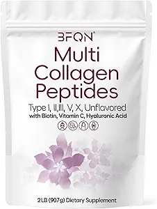 Multi Collagen Protein Powder, 2 Pounds – Tipo I,II,III,V,X con Biotina, Acido Ialuronico, Vitamina C – Peptidi di collagene non aromatizzati – Keto & Paleo Friendly, Facile Dissolvere, Non OGM (2LB)