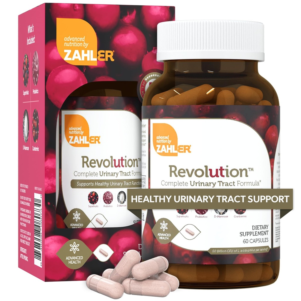Zahler Revolution - Complete Womens Urinary Tract Health Formula with Probiotics - UTI Pillen - 1200mg D-Mannose und Cranberry Supplement - Urinary Tract Infection Support für Frauen (60 Kapseln)