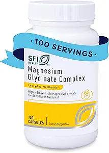 Klaire Labs SFI Health Magnesium Glycinate Complex - Chelat Magnesium Blend für optimale Absorption - Unterstützt gesunde Knochen, Muskeln und Energie Levels - Gentle on Digestion (100 Kapseln, 2 Packung)