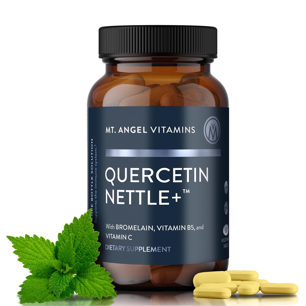 Mt. Angel Vitamins Quercetin Nettle+ - Unterstützt Allergy Wellness & Sinus Health, Mit Quercetin mit Bromelain, Gefertigt für Saisonal Well-Being, cGMP zertifiziert, Made in USA, 60 Tabletten