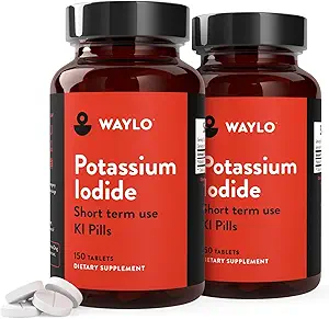 Waylo 2 Pack KI Potassium Iodide Comprimés - 130 mg par Comprimé, 300 Compte, Fabriqué aux États-Unis, Certifié cGMP