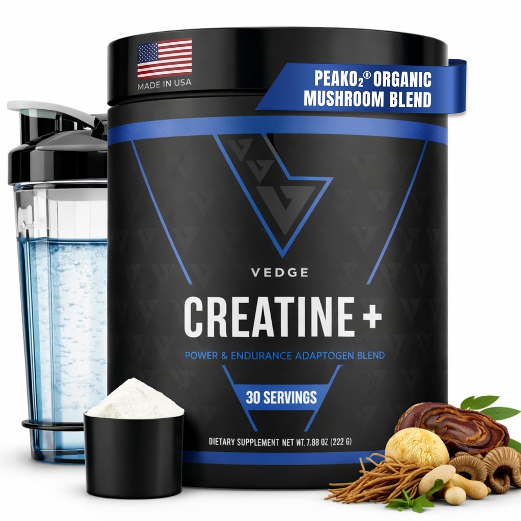 VEDGE Nutrition Creatine + | Vegan Pflanzenbasierte Kreatin Monohydratpulver | Energie, Leistung & Funktion | Ergogene Hilfsmittel für Athleten | Unflavored, 30 Servietten