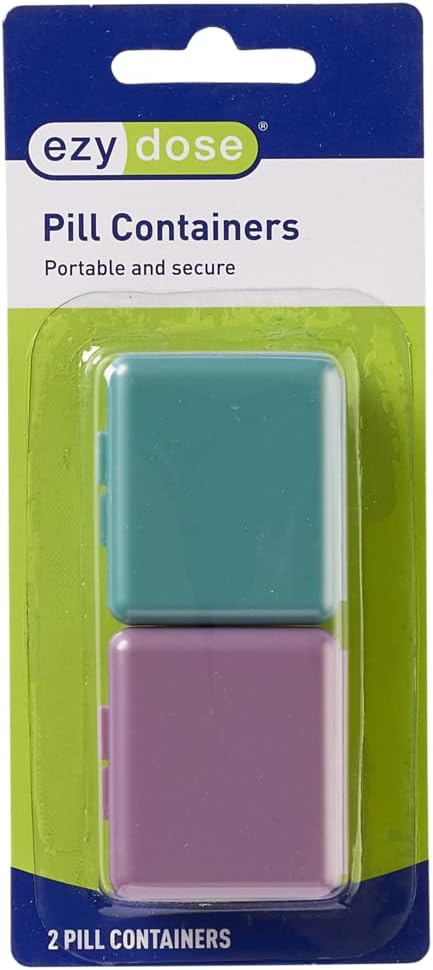 EZY DOSE Daily Travel Pocket Pharmacy Pill Organizer, Small Vitamin Organizer, Kompakte Medizin Container, Reisen freundlich, Tragbare Pille Box, Farben Mai Vary, 2-Pack, BPA Kostenlos