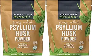 Viva Naturals Psyllium Organic Husk Poudre, 24 oz - Finement moulu, non aromatisé à base de plantes Superfood - Bonne source de fibre pour la cuisson sans gluten, jus et smoothies - Vegan certifié, Keto et Paleo