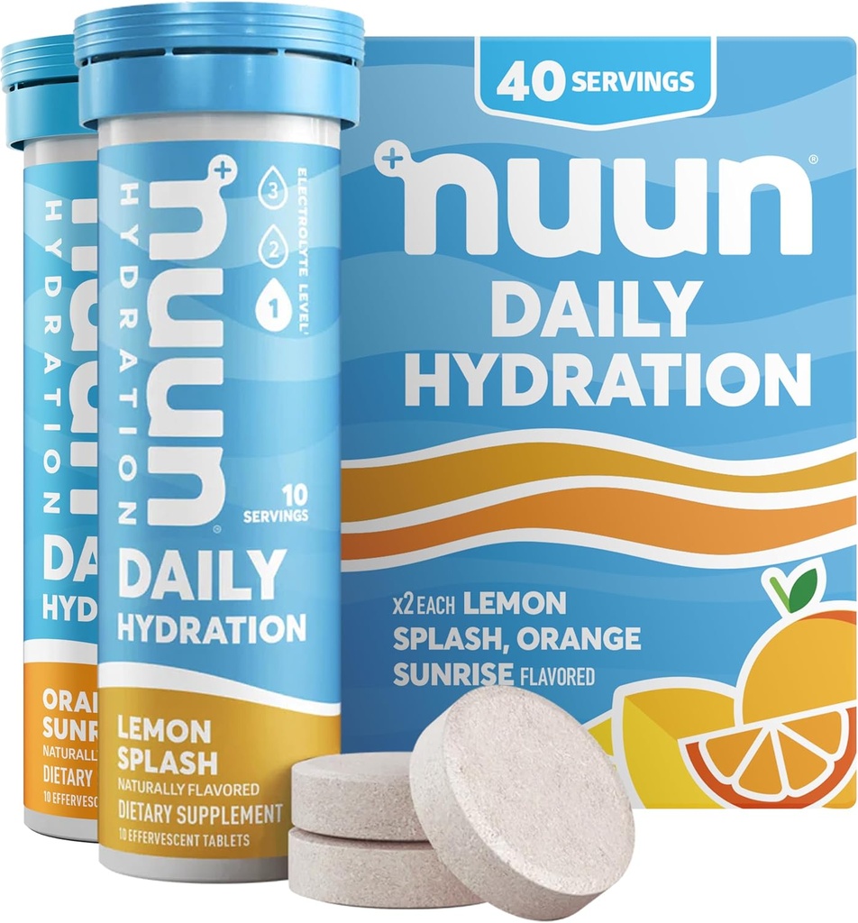 Nuun Daily Electrolyte Tablets mit Magnesium, Calcium, Kalium, Chloride & Natrium, Glutenfrei, Zuckerfrei, & Vegan, Gemischte Citrus Flavor, 4 Packung (40 Portionen insgesamt)