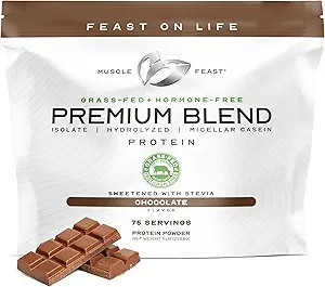 Festa del muscolo Miscela Premium Tutta l'ormone naturale Polvere di proteine del siero di erba-Fed, Cioccolato, 5lb