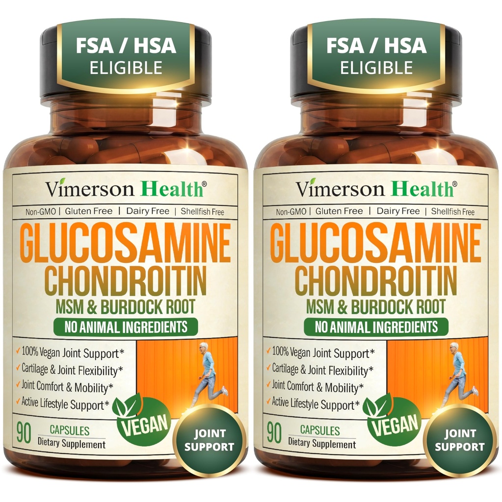 Glucosamin Chondroitin MSM – Joint Support Supplement für Frauen und Männer mit Glucosaminsulfat 1500 mg, Chondroitin und MSM – für Knorpel, Gelenkgesundheit und Flexibilität – 2 Pack, Vegan