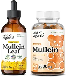 Wild & Organic Mullein Tincture 4 fl oz & Mullein Gummies 60 Count