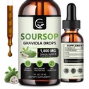 (2 Pack) Soursop Graviola Liquid Drops 1800mg, 98% assorbente Soursop Bitters liquido per il supporto cellulare e rigenerazione, Boost immunitario, relax, fegato e sonno, bontà erbacea, senza glutine, 1 Fl Oz
