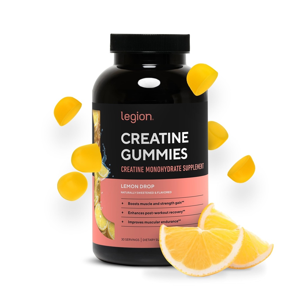 LEGION Creatine Monohydrat-Gummien – Saubere Chewable Creatine-Ergänzung für Stärke, Endurance & Muskel-Recovery – 30 Zitronentropfen Flavor Servierungen – keine künstlichen Aromen oder Süßungsmittel.