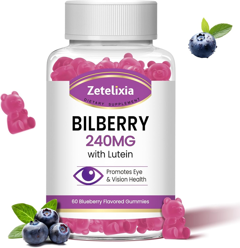 Lutein Gummmies Supplément santé pour les adultes, Lutein & Zeaxanthin Suppléments Vitamines pour les yeux Gummies, Bilberry avec lutéine pour promouvoir l'œil et la vision - 60 Gummies
