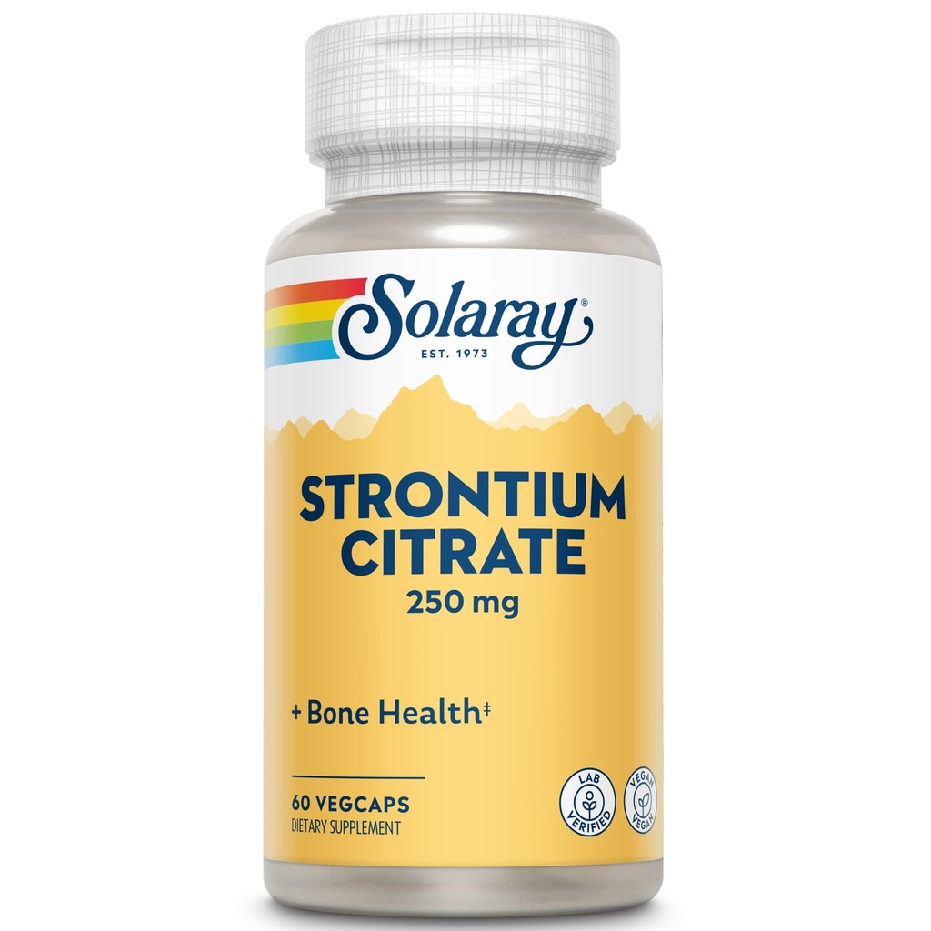 Solaray Strontium Citrate 250 mg | Healthy Bones & Teeth Support | Gentle Digestion, Enhanced Absorption | 60 VegCaps