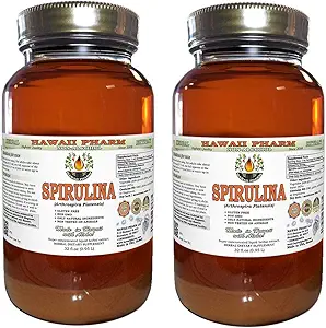 Spirulina Alcohol-Free Liquid Extract, Spirulina Organica (Arthrospira platensis) Dried Algae Glycerite Natural Herbal Supplement, Hawaii Pharm, USA 2x32 fl.oz