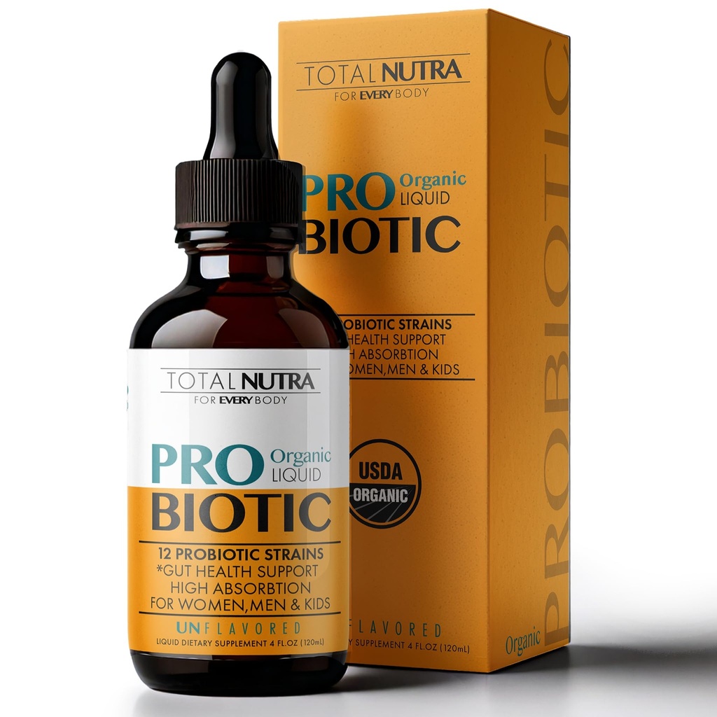 Liquid Probiotic for Women, Men, Kids, Kleinkind Probiotic: USDA Organic Probiotics, Vegan Probiotic Liquid & Alfalfa Blend + Acidophilus for Gut Health, Dairy Gluten Sugar Free, Non-GMO Oral Probiotics