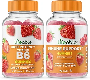 Lebensfähiges Vitamin B6 + Immununterstützung, Gummie Bundle - Große Verkostung, Vitaminergänzung, Glutenfrei, GMO frei, Kaubar