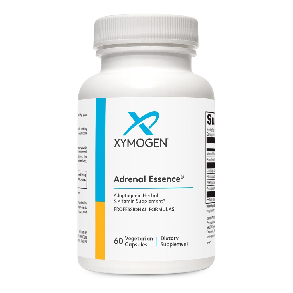 XYMOGEN Adrenal Essence - Adrenal-Unterstützung mit adaptogenen Kräutern (Cordyceps, Rhodiola Extract, Ginseng) + B Vitamine - unterstützt gesünde Energiestufen und gesunde Immunfunktion (60 Kapseln)