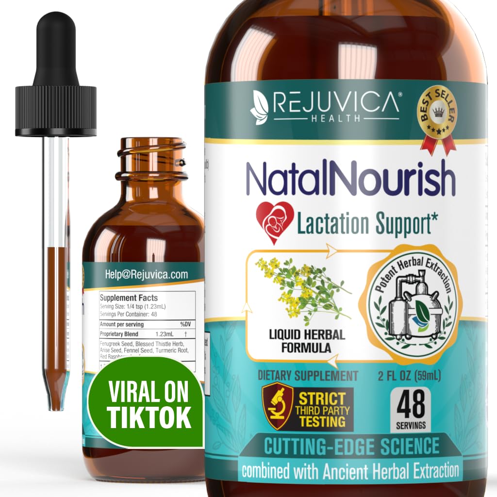 Rejuvica Health NatalNourish - Advanced Lactation Support Supplement - Flüssige Lieferung für bessere Absorption - Fenugreek, Blessed Thistle, Anise, Fennel & Mehr!