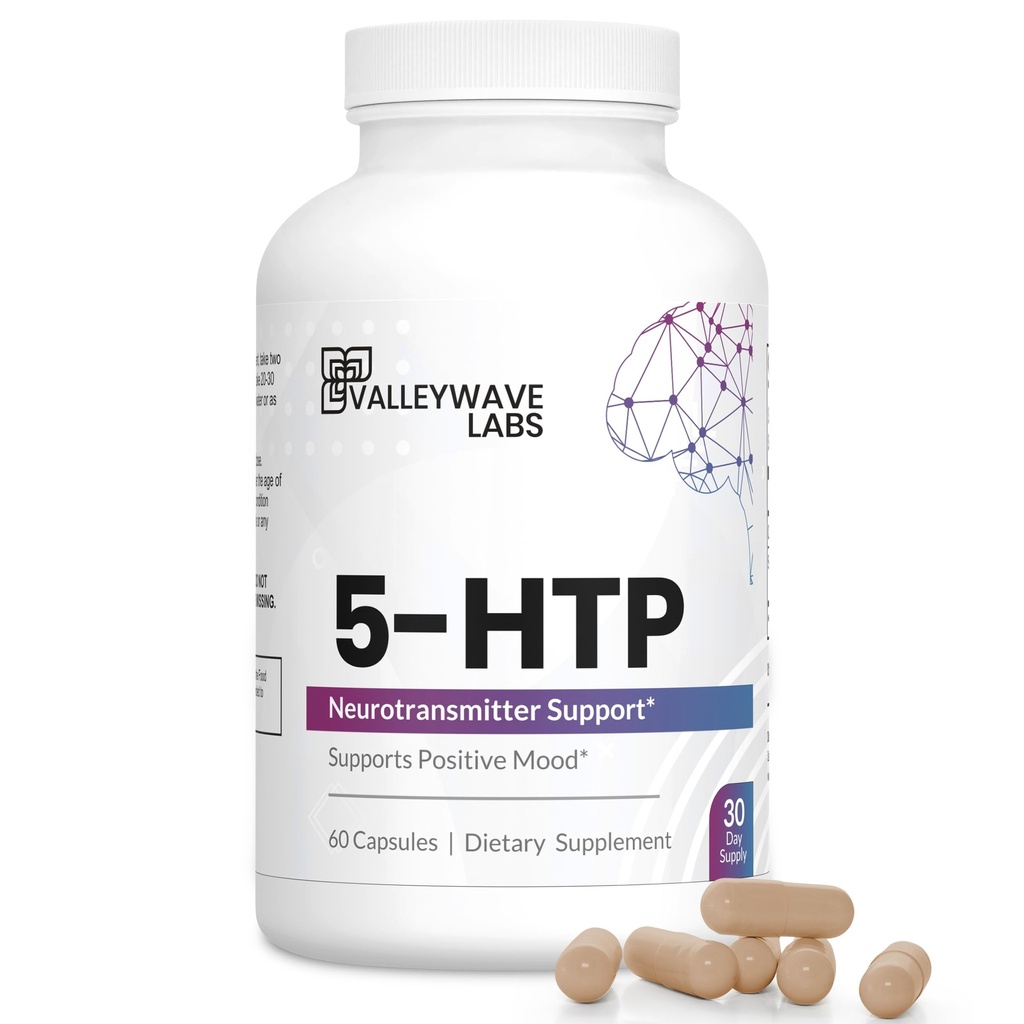 5-HTP - 200mg 5HTP Supplemento (5-Hydroxytryptophan) per supportare Mood Plus Sleep*, Stress Relief*, 60 capsule - 30 giorni di alimentazione, Made in USA