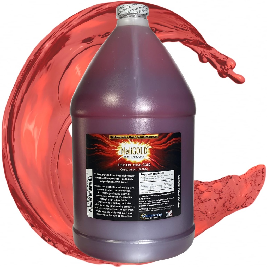 Vero oro colloidale - 1 gallone degli Stati Uniti in brocca di plastica libera BPA