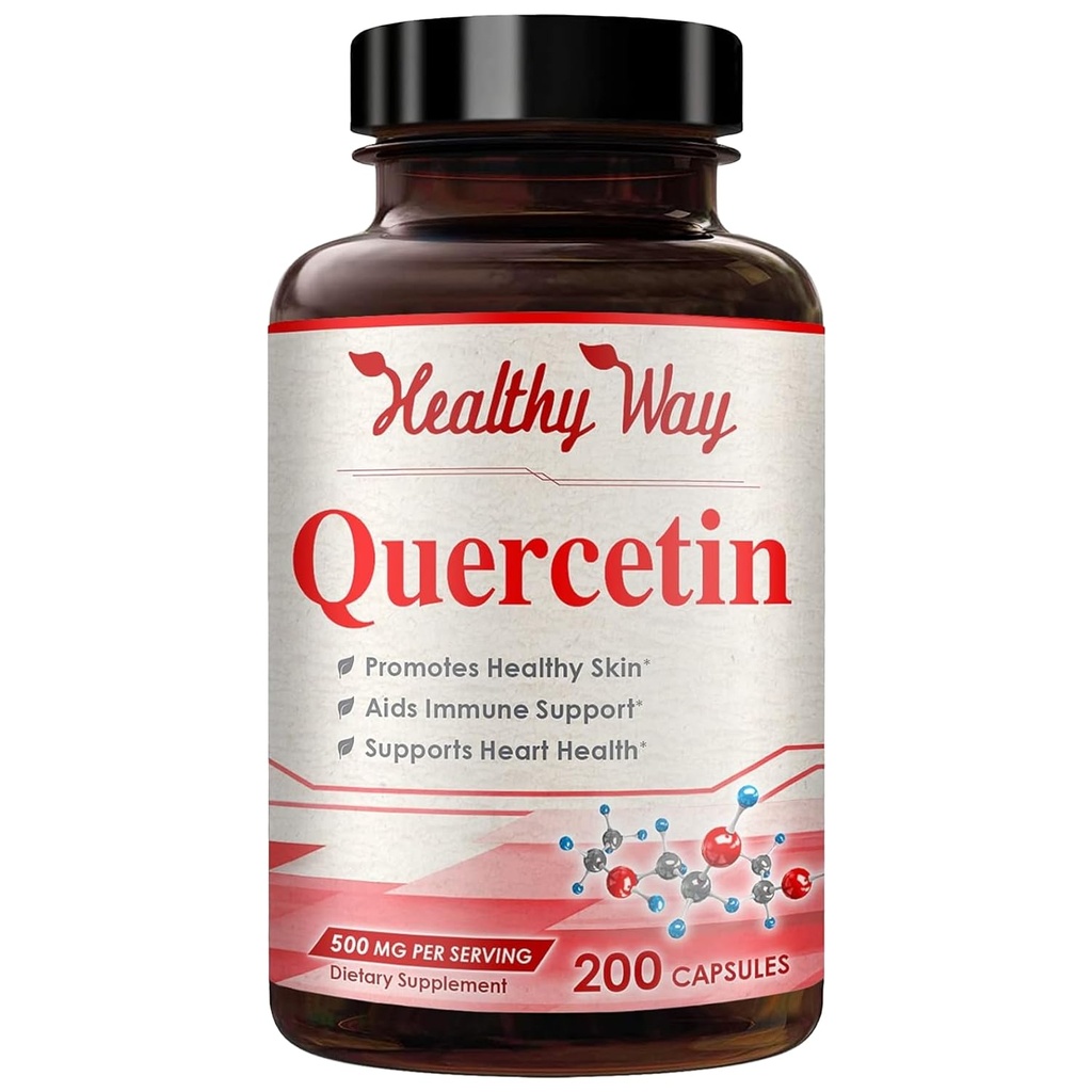 High Strength Quercetin 500mg Kapseln - Einmal täglich leistungsfähige Antioxidante Quercetin Ergänzung für Herz-Aging Haut Gehirn und Immununterstützung - Vegan Friendly Gluten-Free Made in the USA (200 Portionen)