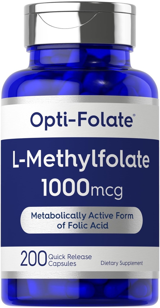 Carlyle L Methylfolat 1000mcg | 200 Kapseln | Wertgröße | Optimiert und aktiviert | Nicht-GVO, Glutenfrei | Methylfolat, 5-MTHF | von Opti-Folate