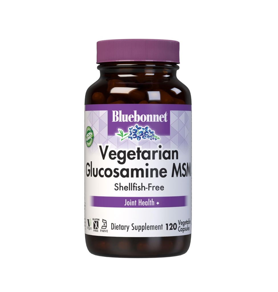 Bluebonnet Glucosamina Vegetariana con Integratore MSM - Integratore Congiunto senza Shellfish per Donne & Uomini - Glucosamina vegetale HCI - Vegan, Kosher, Libero di Soia, Gluten & Dairy - 120 V Caps