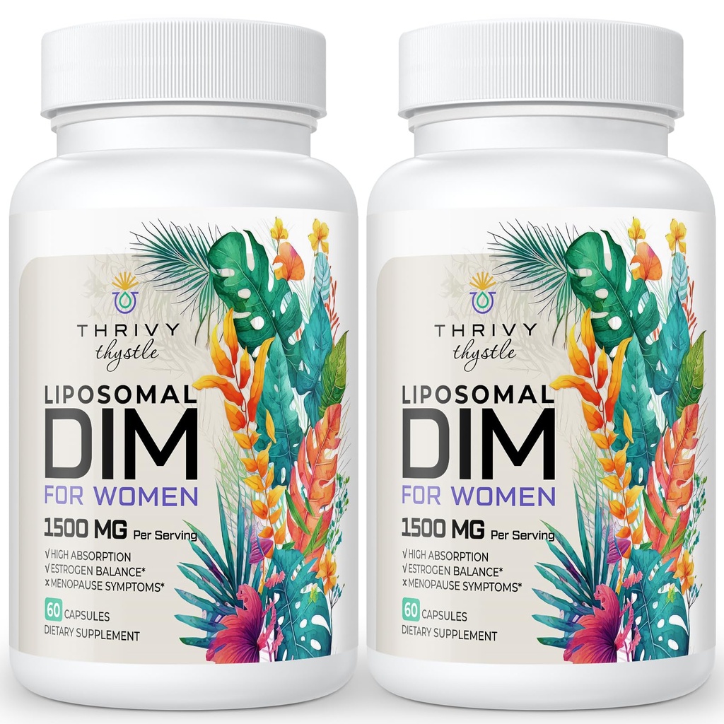 Supplemento DIM Liposomico - 1500 mg Donne Supplemento DIM - Integratori di estrogeni Contiene vitamina E, Primiro di sera, Cohosh nero, Acidi grassi Omega-3 (2 Confezione)