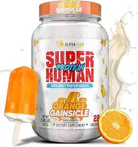 ALPHA LION Superhuman Whey Protein Powder, Great Tasting Pure Whey Protein Isolate, Low Carb, Low Sugar, No Bloat Post Workout, Muscle Recovery & Growth (28 Servis, Orange Gainsicle)