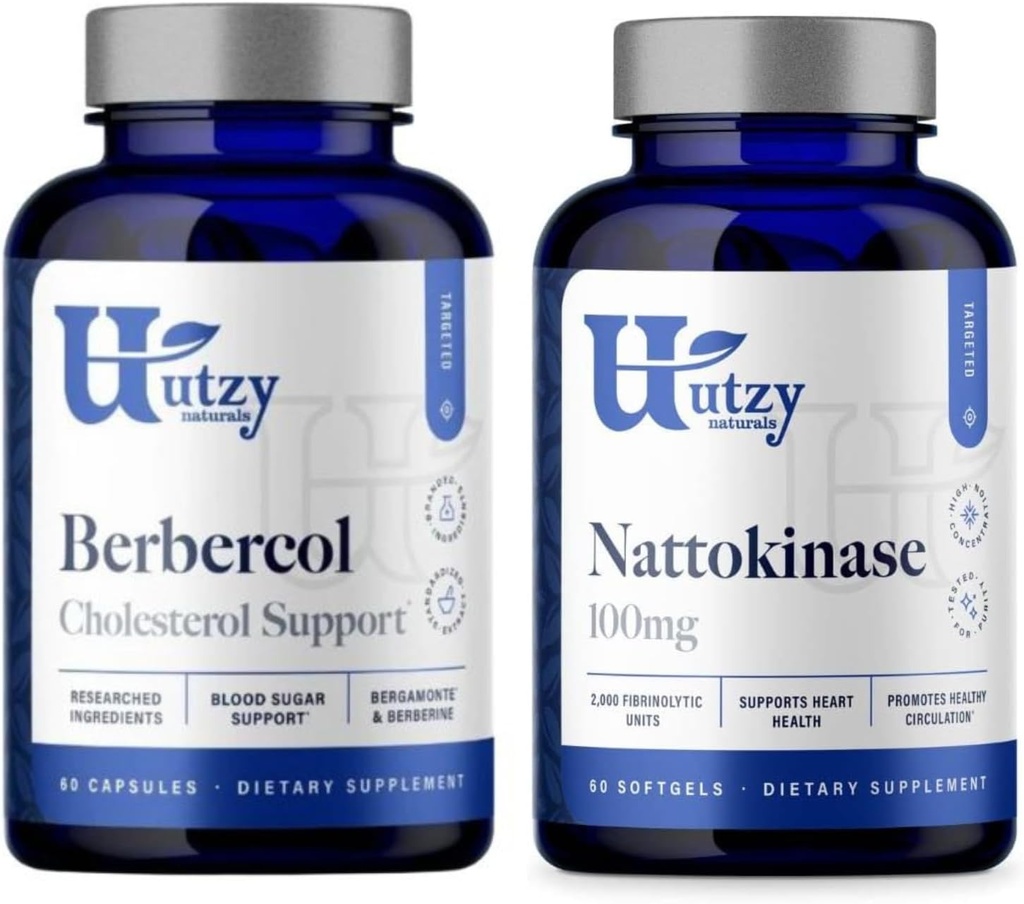 Utzy Naturals Metabolic Support Bundle | Nattokinase 100 mg and Berbecol 500 mg