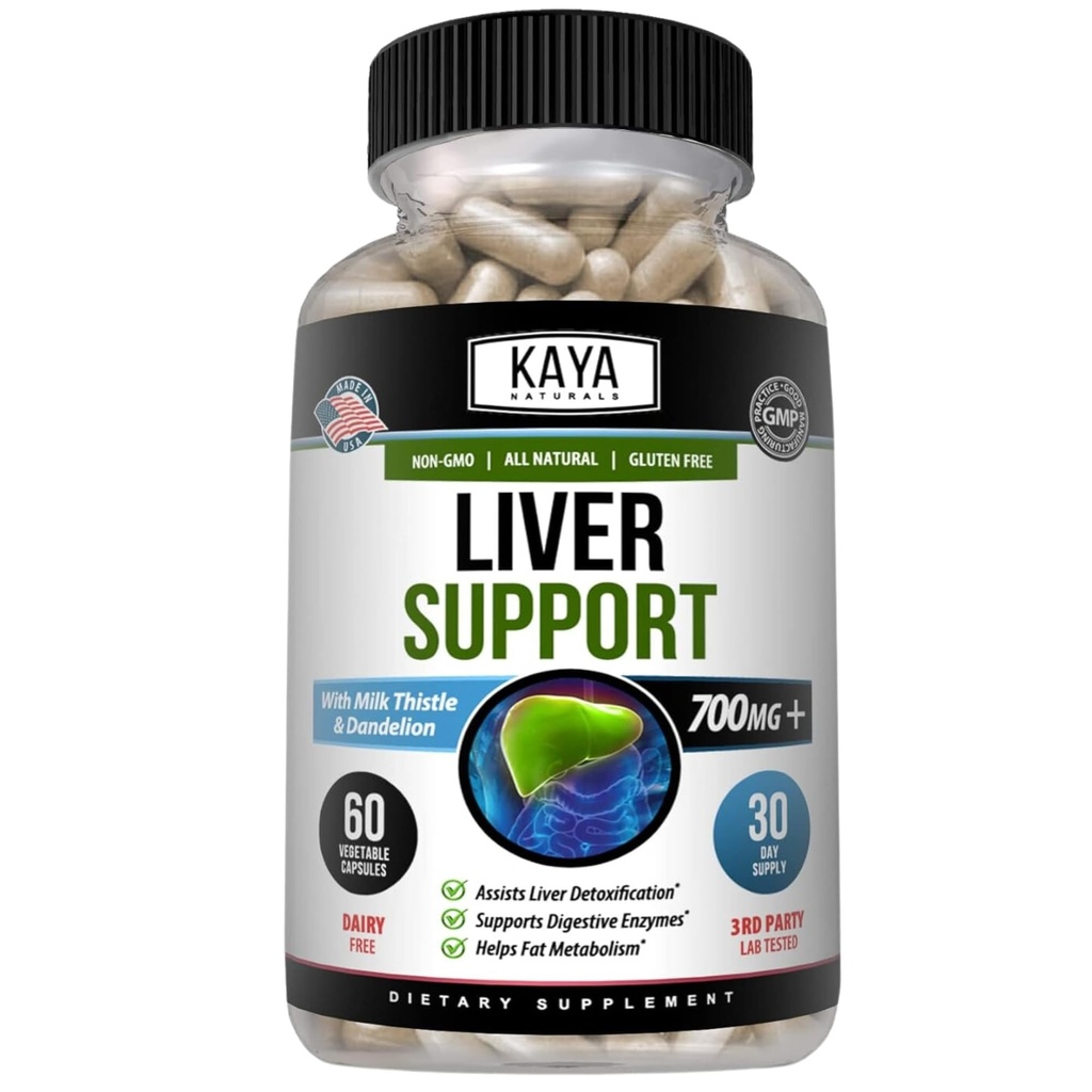 Kaya Naturals Liver Cleanse Detox & Repair - Milk Thistle Supplement - Liver Detox für Damen und Herren - Artichoke Extract und Dandelion Root Capsules - 60 Count