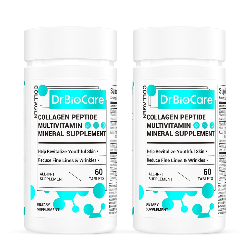 DrBioCare Collagen Peptide für Frauen, Beauty Vitamin & Mineral Supplement, Enthält Vitamin D3, Probiotika für Frauen & Collagen Peptide,Vitamin B Complex,Vitamin E 120 Tabletten