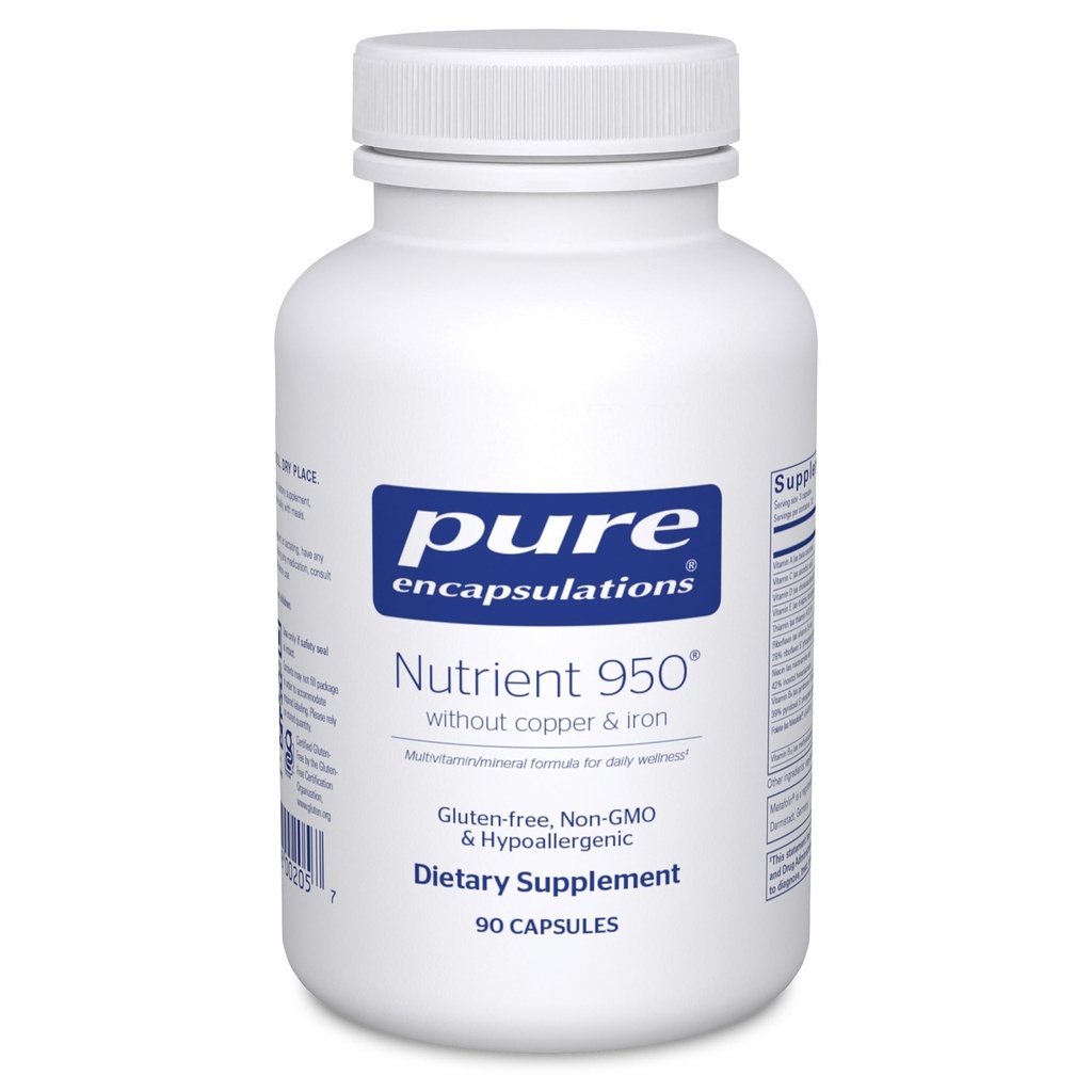 Pure Encapsulations Nährstoff 950 Ohne Kupfer & Eisen | Hypoallergen Multi-Vitamin/Mineral Formel für optimale Gesundheit | 90 Kapseln