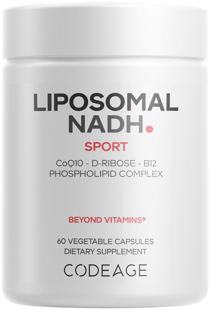 Code Liposomal NADH+ Ergänzung - NADH, Vitamin B12, D-Ribose als Bioenergie Ribose, CoQ10-2-Month Supply - Liposomale Lieferung - β-Nicotinamid Adenine Dinukleotid Pillen - Non-GMO - 60 Kapseln