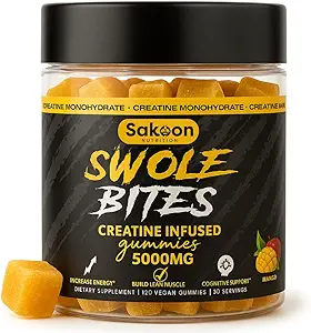 Creatine Gummies 5000mg – Vegan - Muscle Builder – Kraft & Energie-Unterstützung – 120 Count – Mango Flavor – Creatine Monohydrat-Ergänzung für Männer & Frauen
