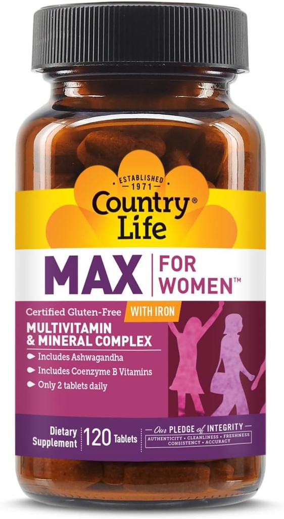 Country Life Max for Women - Multivitamin und Mineral Complex, eisenfrei - 120 Tabletten