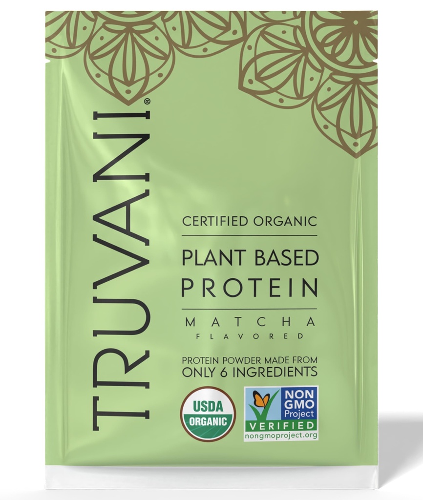 Truvani Vegan Pea Protein Pulver | Matcha | 20g Bio Pflanzen basiertes Protein | 1 Servieren | Keto | Gluten & Dairy Free | Low Carb | Kein Zucker hinzugefügt