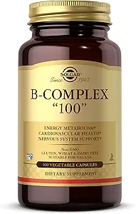 Solgar B-Complex "100", 150 Gemüsekapseln - Nervous System Support - Unterstützt Energiemetabolismus - Non-GMO, Vegan, Glutenfrei, Dairy Free, Kosher - 150 Servierungen