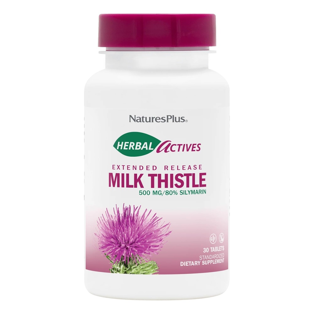 NaturesPlus Herbal Actives Milk Thistle, Extended Release - 30 Tablets - Non-GMO, Vegetarian, Gluten Free - 30 Servings