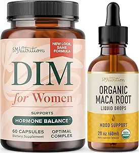SMNutrition Organic Maca Root Tincture and Women's DIM Supplement | Bundle bilanciamento ormone con Liquid Maca Root Drops (120 Servings) e 250mg DIM Supplemento per Women Complex (60 Serve)