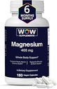 WOW Integratori Magnesio 400 mg Complesso - Supplemento per Uomini e Donne - Citrato, Aspartato & Magnesio Ossido 400mg - 180 capsule