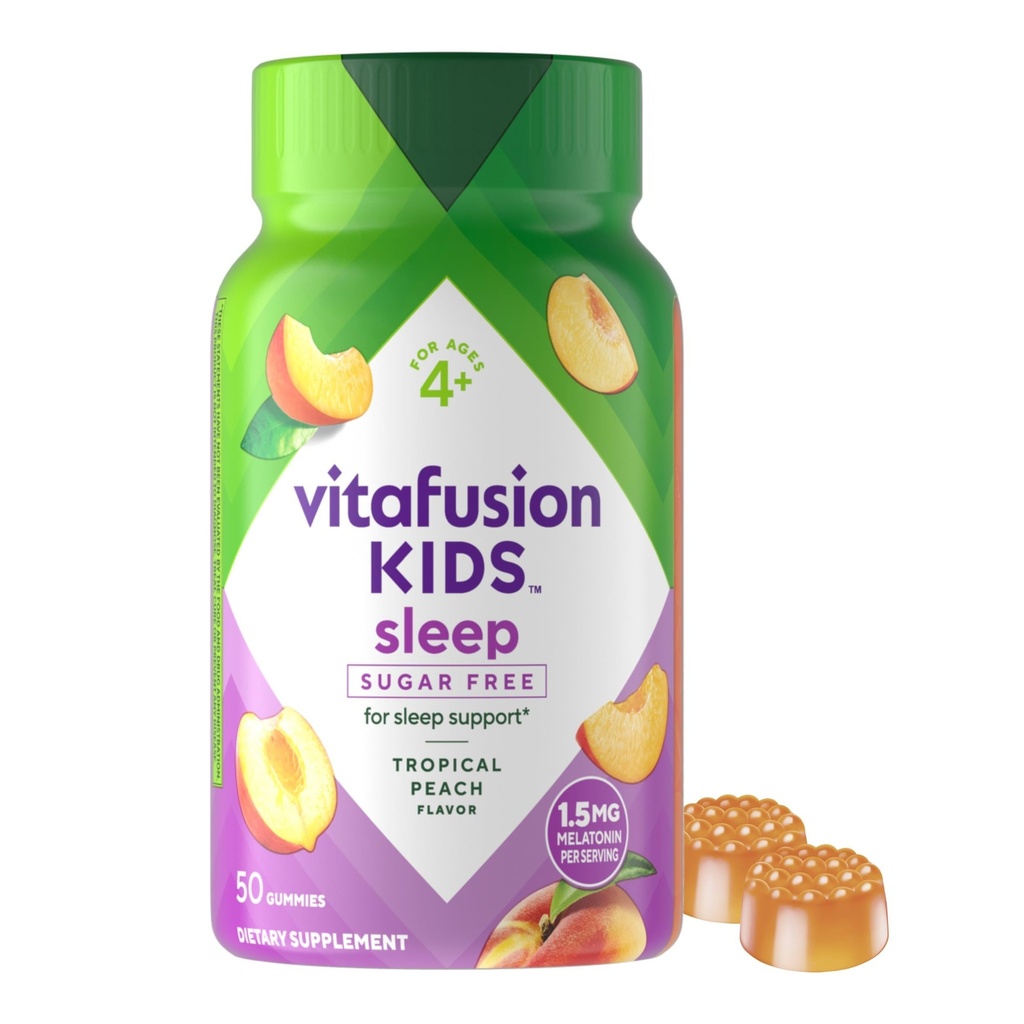 Vitafusion Kinder Melatonin Gummy Ergänzungen, Tropical Peach Flavored Schlafunterstützung Ergänzungen (1), 50 Zähler