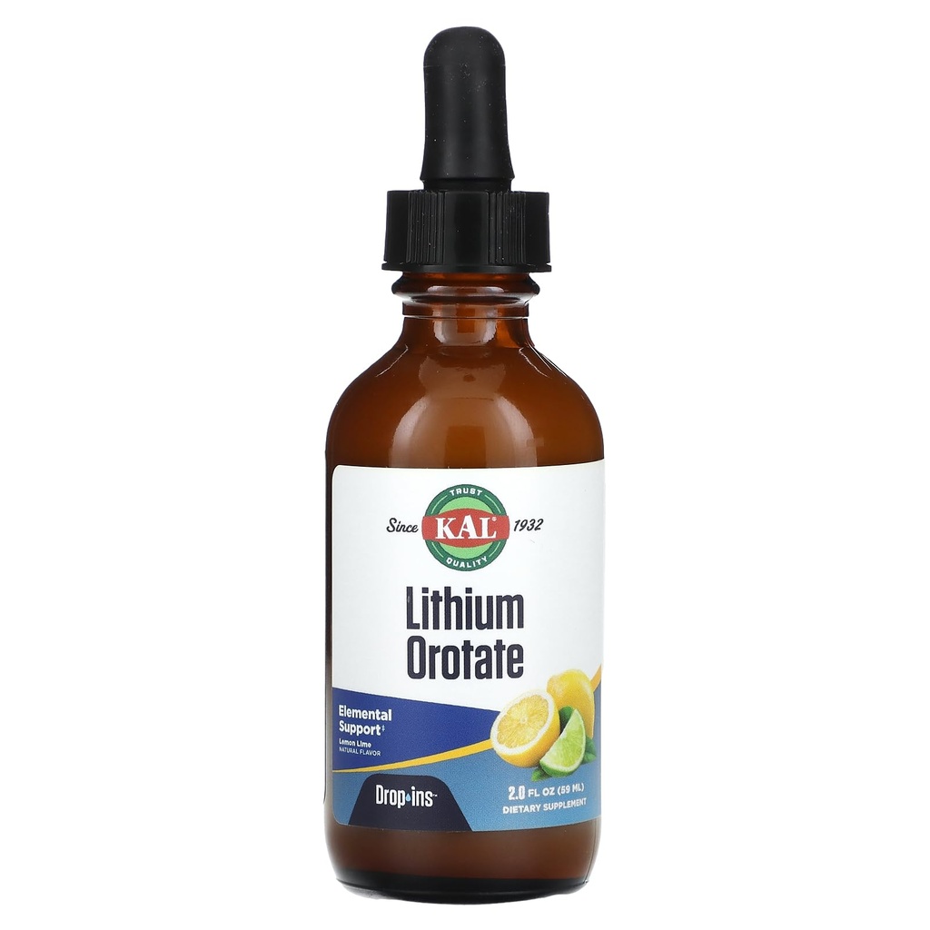 Lithium-Orotat Tropfen, Zitronenlime, 2 oz (59 ml), KAL