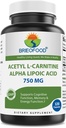 Brieofood Acétyl L-Carnitine acide lipoïque alpha (ALA ALC) 750 mg 120 Capsules