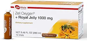 Dr. Wolz Zell Oxygen + Royal Jelly 1000mg, Superfood biologique et tous les suppléments d'énergie naturelle, nutrition pour le soutien immunitaire, peau saine, soulagement de la fatigue et de l'énergie, 14 flacons