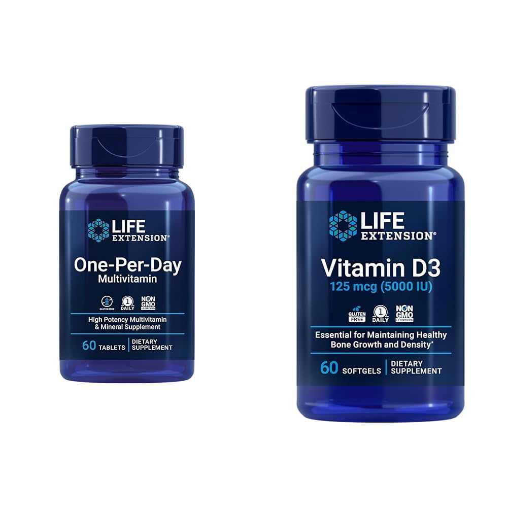 Estensione della vita One-Per-Day Multivitamin – Confezionato con oltre 25 vitamine, minerali e estratti vegetali & vitamina D3 125 mcg (5000 IU), Bone Salute, Prestazioni cerebrali, Supporto del sistema immunitario