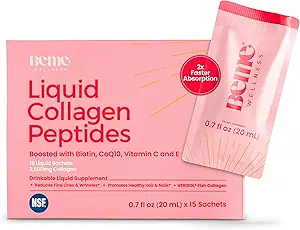 BeMe BeRadiant Liquid Collagen Peptide für Haare, Haut und Nägel mit 2X schnellerer Absorption – Klinisch getestet – 2500mg Verisol hydrolysierte Collagen Ergänzungen für Frauen mit Biotin, CoQ10 & Vitamin C