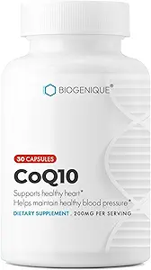 CoQ10 60 capsule coq10 200mg ubiquinol Supporta la cella, la salute circolatoria, la produzione di energia e il supporto antiossidante per la salute del cuore - Vegan, Non-GMO, senza glutine